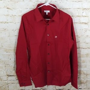 Express 1MX Extra Slim Red Button Up Dress Shirt